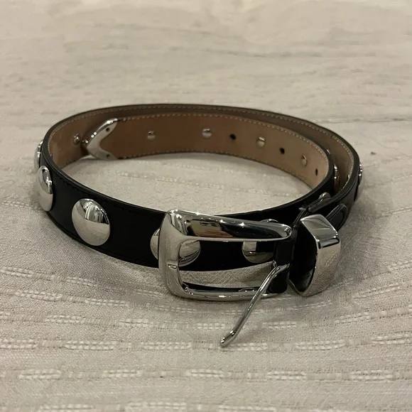 Khaite Benny Belt in black leather and silver. Size 70. - Picture 4 of 5
